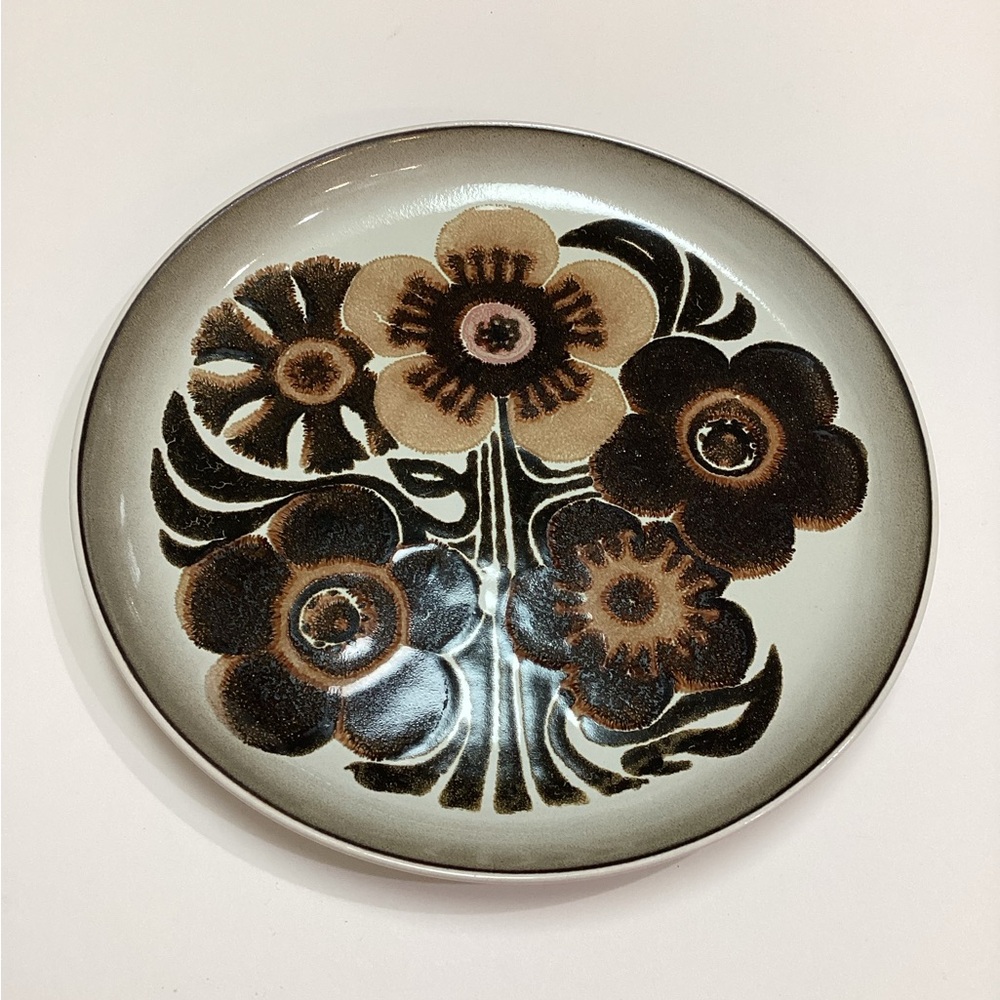 Vintage Denby Langley England 10” Floral Brown Tan Dinner plate MCM